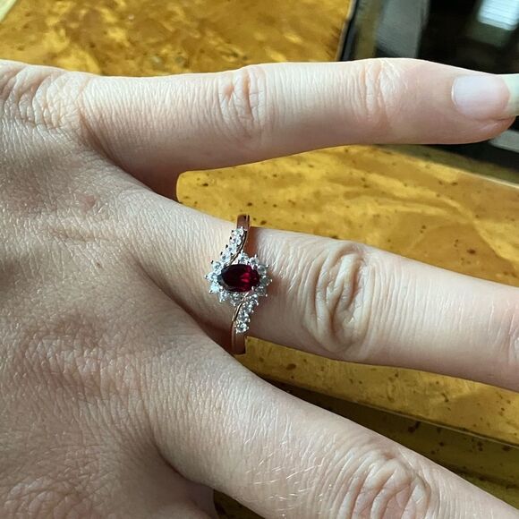 Anthill Garnet Sterling Silver Halo Ring Size 8 - Picture 3 of 8